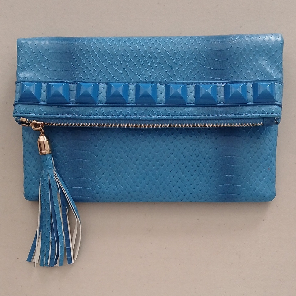 Moda Luxe, Blue Clutch/ Crossbody with Tassel